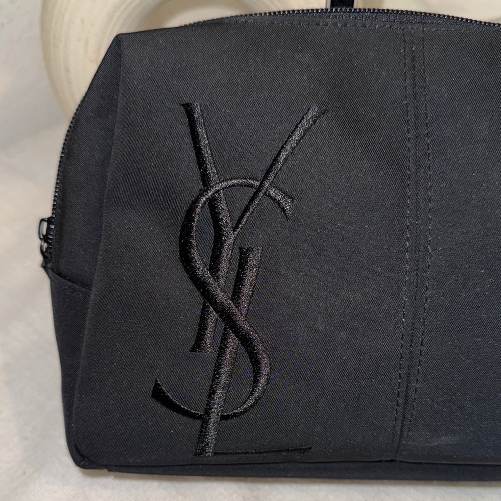 Authentic Yves Saint Laurent Black Cosmetic Bag with Embossed Logo - Picture 8 of 10